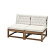 NÄMMARÖ - 2-seat modular sofa, outdoor, light brown stained/Kuddarna light grey-beige