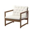 NÄMMARÖ - Lounge chair, outdoor, light brown stained/Kuddarna light grey-beige
