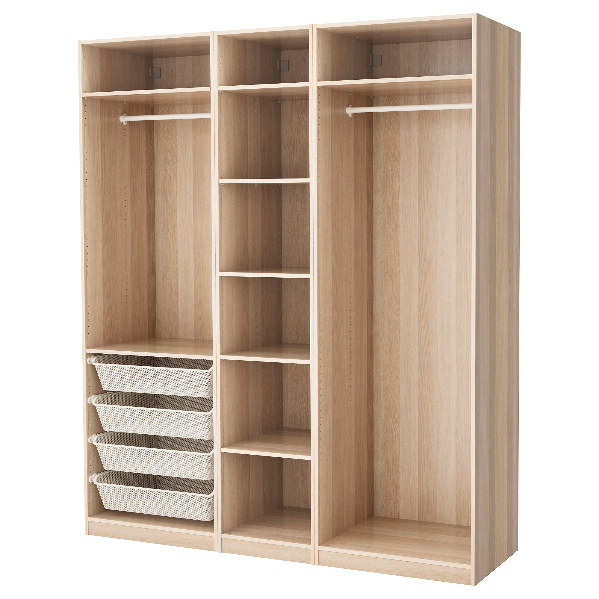 PAX lemari  pakaian  efek kayu oak diwarnai putih IKEA  