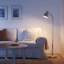 LERSTA - Lampu lantai/baca, aluminium efek krom