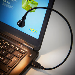 JANSJÖ - Lampu USB LED, hitam, 38 cm