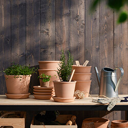 MUSKOTBLOMMA - Plant pot with saucer, in/outdoor terracotta, 15 cm
