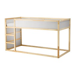 KURA - Reversible bed, white/pine, 90x200 cm