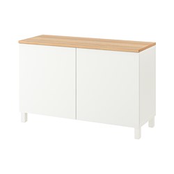 BESTÅ - Storage combination with doors, white/Lappviken/Stubbarp white, 120x42x76 cm