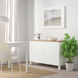 BESTÅ - Storage combination with doors, white/Lappviken/Stubbarp white, 120x42x76 cm