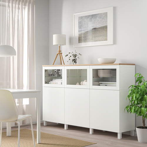 BESTÅ lemari penyimpanan berlapis + pintu