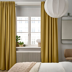 MAJGULL - Room darkening curtains, 1 pair, beige-yellow, 145x250 cm