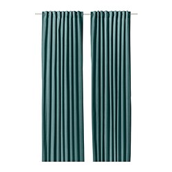 SANELA - Curtains, 1 pair, dark grey-turquoise, 140x250 cm