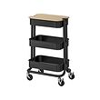 RÅSKOG/NORRÅVA - Trolley with lid, black, 28x38x61 cm