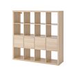 KALLAX - Shelving unit with 4 inserts, white stained oak effect, 147x147 cm
