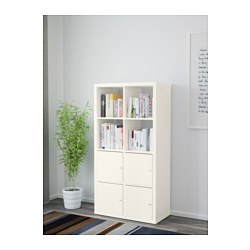 KALLAX - Unit rak, dengan 4 pintu/putih, 77x147 cm