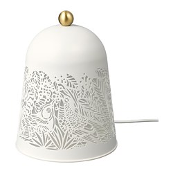 SOLSKUR - LED table lamp, white/brass-colour