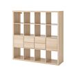 KALLAX - Shelving unit with 4 inserts, white stained oak effect, 147x147 cm