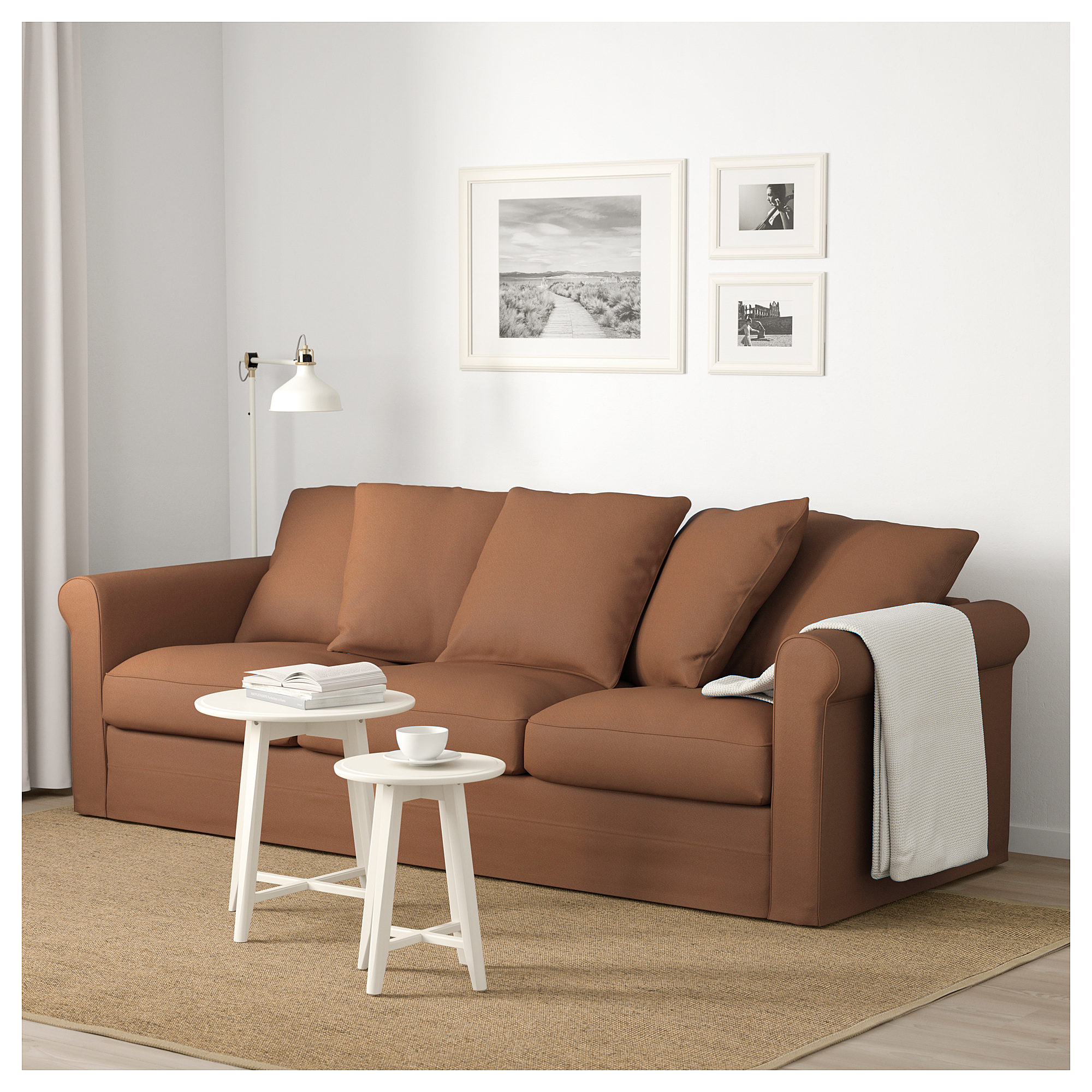GRÖNLID sofa 3 dudukan, Inseros cokelat muda IKEA Indonesia