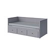 HEMNES - Day-bed w 3 drawers/2 mattresses, grey/Ågotnes firm, 80x200 cm