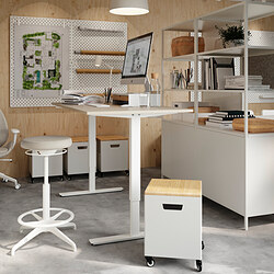 TROTTEN - Desk sit/stand, beige/white, 160x80 cm