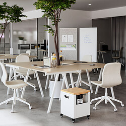 TROTTEN - Desk, beige/white, 160x80 cm