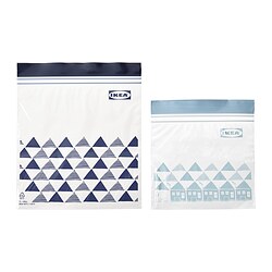 ISTAD - Resealable bag, patterned/blue, 1/0.4 l