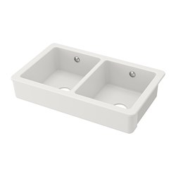 HAVSEN - Sink bowl, 2 bowls w visible front, white, 82x48 cm