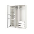 PAX/TYSSEDAL - Wardrobe, white/white glass, 175x60x236 cm