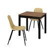 NORDMANSSKÄR/ÅLHULT - Table and 2 chairs, black/brown/Letafors yellow-beige black, 80x74 cm