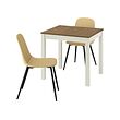 NORDMANSSKÄR/ÅLHULT - Table and 2 chairs, beige/brown/Letafors yellow-beige black, 80x74 cm