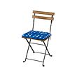 TÄRNÖ - Chair, outdoor, foldable black/light brown stained/Klösan dark blue
