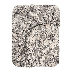 RODGERSIA - Fitted sheet, grey/white, 90x200 cm