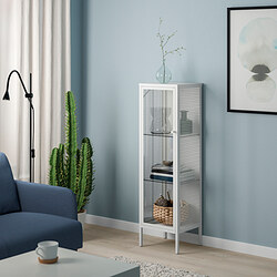 BAGGEBO - Glass-door cabinet, metal/white, 34x30x116 cm