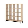 KALLAX - Shelving unit with underframe, white stained oak effect/black, 147x164 cm