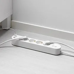 KOPPLA - 4 jalur stopkontak dgn 2 port USB, putih, 3.0 m
