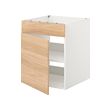 ENHET - Kabinet dasar utk kompor dg pintu, putih/efek kayu oak, 60x62x75 cm