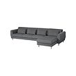 SLATORP - Sofa 4 dudukan dg chaise longue, Hakebo abu-abu tua