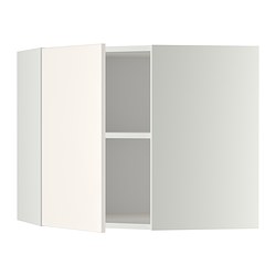 METOD - Corner wall cabinet with shelves, white/Veddinge white, 68x37x60 cm