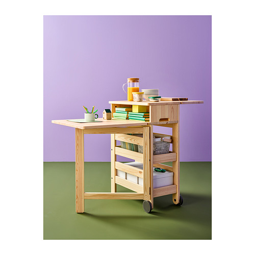 RESARÖ mobile drop-leaf table w storage