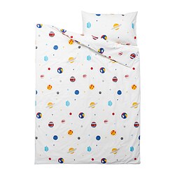 AFTONSPARV - Sarung duvet dan sarung bantal, ruang/aneka warna, 150x200/50x80 cm