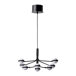 STORSLINGA - LED chandelier, 8-armed, black/white, 70 cm