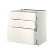 METOD - Base cb 3 frnts/2 low/1 md/1 hi drw, white Maximera/Veddinge white, 80x60x80 cm