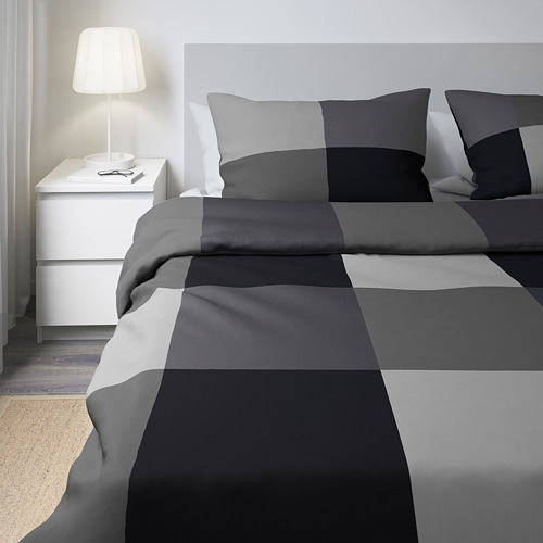 BRUNKRISSLA sarung duvet dan 2 sarung bantal