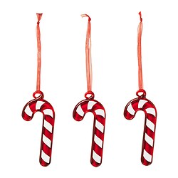VINTERFINT - Tree ornament, glass/candy cane red/white, 8 cm