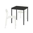 SANDSBERG - Meja dan 2 kursi, hitam hitam/putih, 67x67 cm