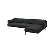 ÄPPLARYD - Sofa 4 dudukan dengan chaise longue, Gunnared hitam/abu-abu