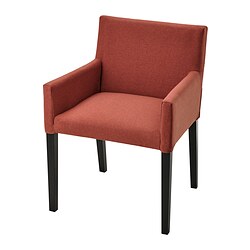 MÅRENÄS - Chair with armrests, black/Gunnared red-brown