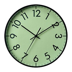 TALLSPARV - Wall clock, black/green, 28 cm