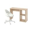 KALLAX/LOBERGET - Desk and chair, white stained oak effect/white