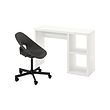 KALLAX/ELDBERGET - Desk and chair, white/dark grey black