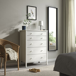 KILBERGET - Chest of 5 drawers, white/anchor/unlock-function, 76x102 cm