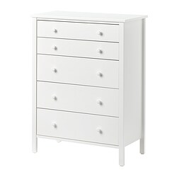 KILBERGET - Chest of 5 drawers, white/anchor/unlock-function, 76x102 cm