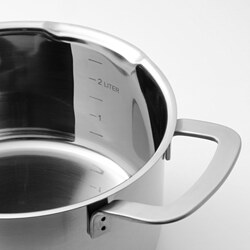 HEMKOMST - Pot with lid, stainless steel/glass, 3 l