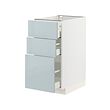 METOD/MAXIMERA - Kabinet dasar dgn 3 laci, putih/Kallarp abu-abu muda-biru, 40x60x80 cm